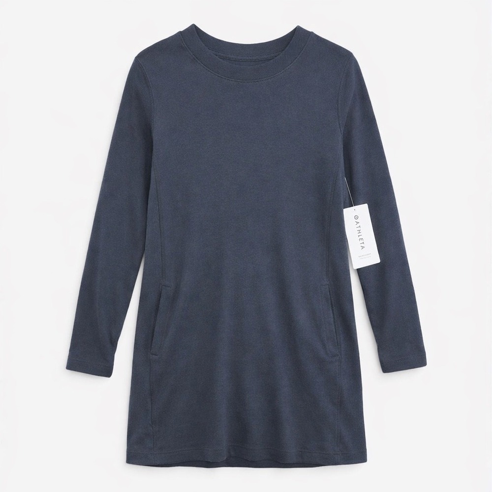 Athleta Balance Dress Long Sleeve Pockets Athleisure Black Size S‎